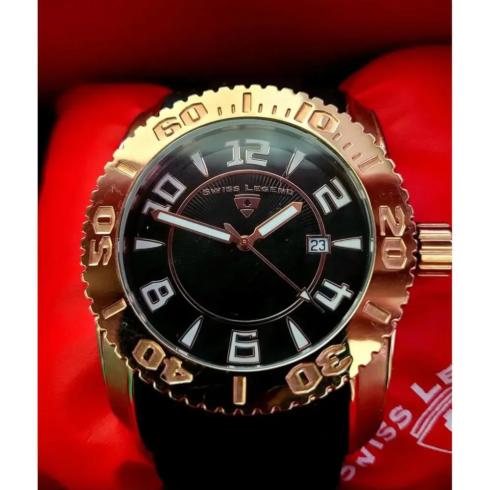 Rare Vintage Swiss Legend‎ Commander Mens Dive Watch In Box